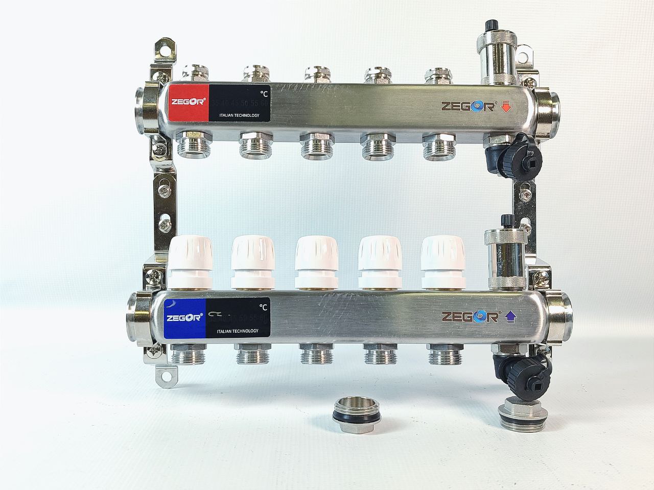 Блок коллекторный 5 выходов 1.0"х3/4" с клапанами нерж сталь ZEGOR QS-1856