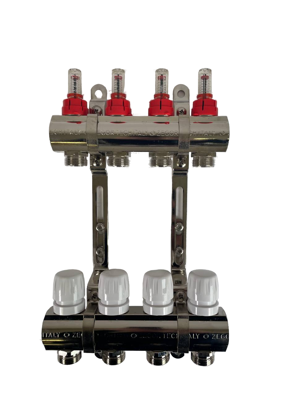 Блок коллекторный 4 выхода х1.0"х3/4" с расходомерами латунь ZEGOR QS-1841
