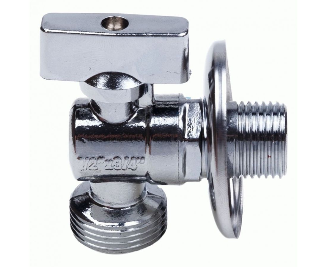 Кран шаровой угловой 1/2"х1/2" с удлинённой резьбой хром AQUALINK