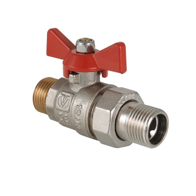 Кран шаровой 1/2" н/н с американкой бабочка BASE VT.226