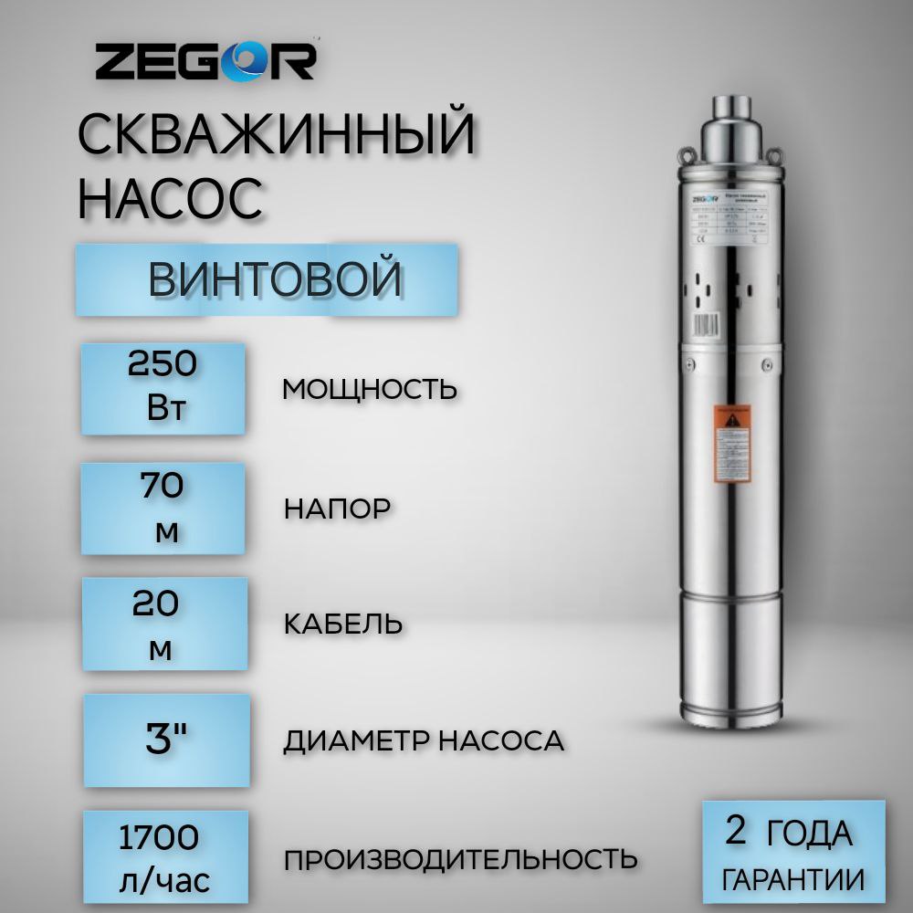 Насос скважинный винтовой 3QGD1-25-0.25kw-20m ZEGOR