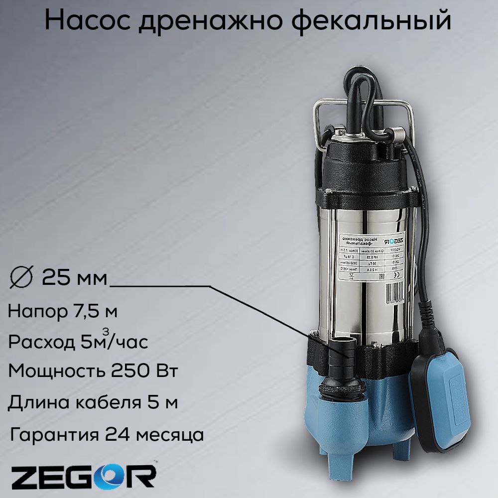 Насос фекальный WQV250F ZEGOR