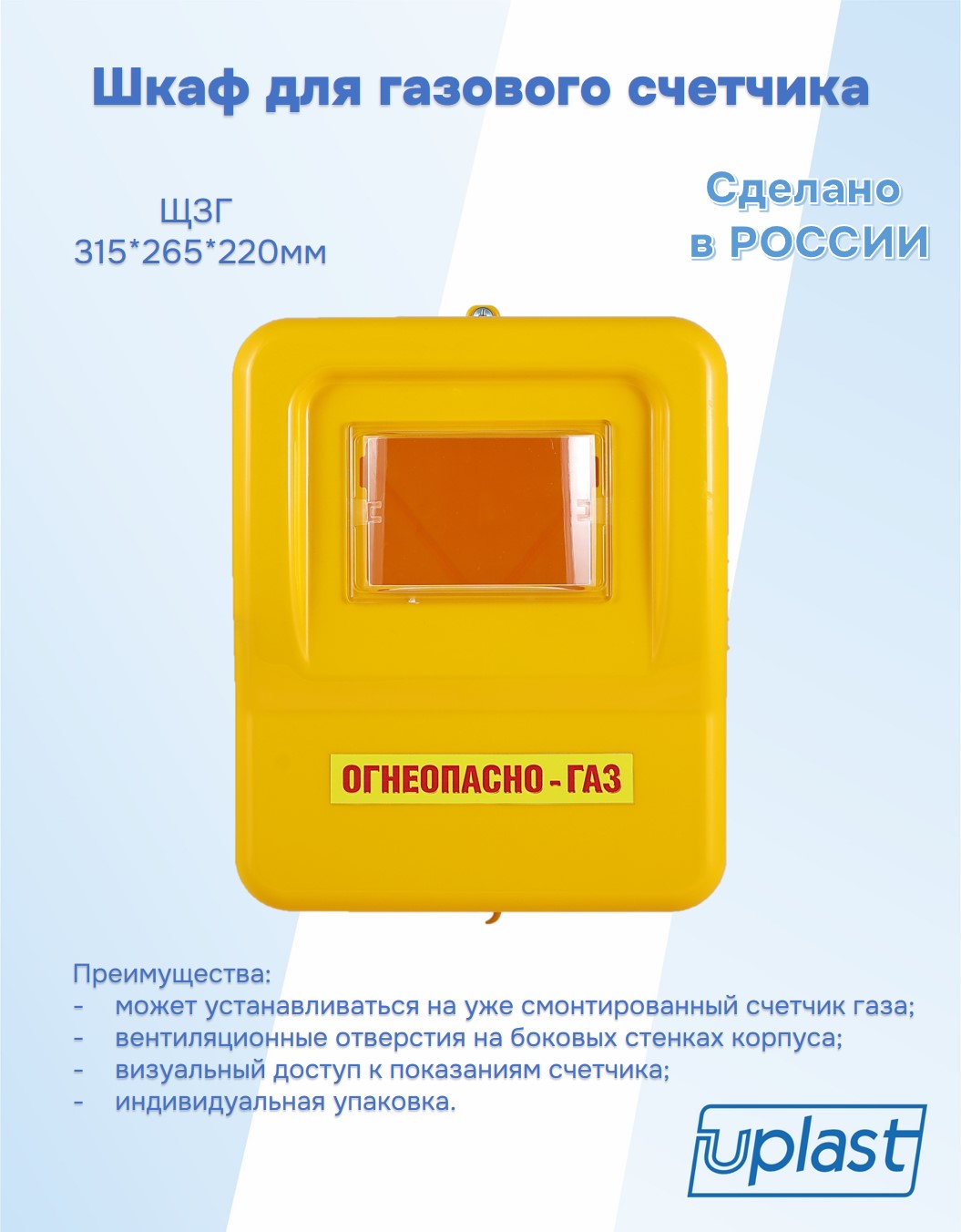 Шкаф для газового счетчика G4 (315х265х220 мм пластик)