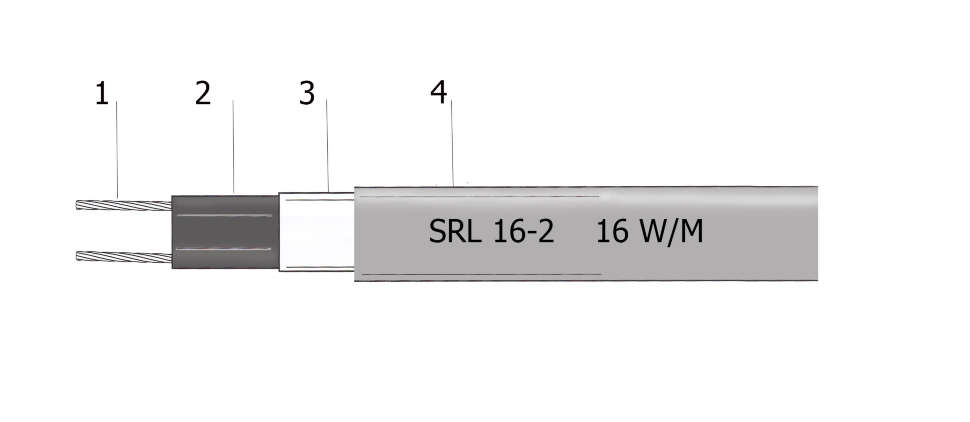 Кабель SRL 16-2 саморегулирующийся греющий неэкранированный температура 65С