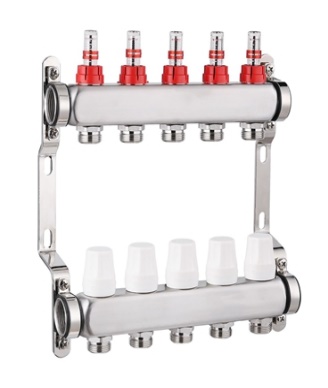 Блок коллекторный 5 выходов 1.0"х3/4" с расходомерами нерж сталь ZEGOR QS-1853