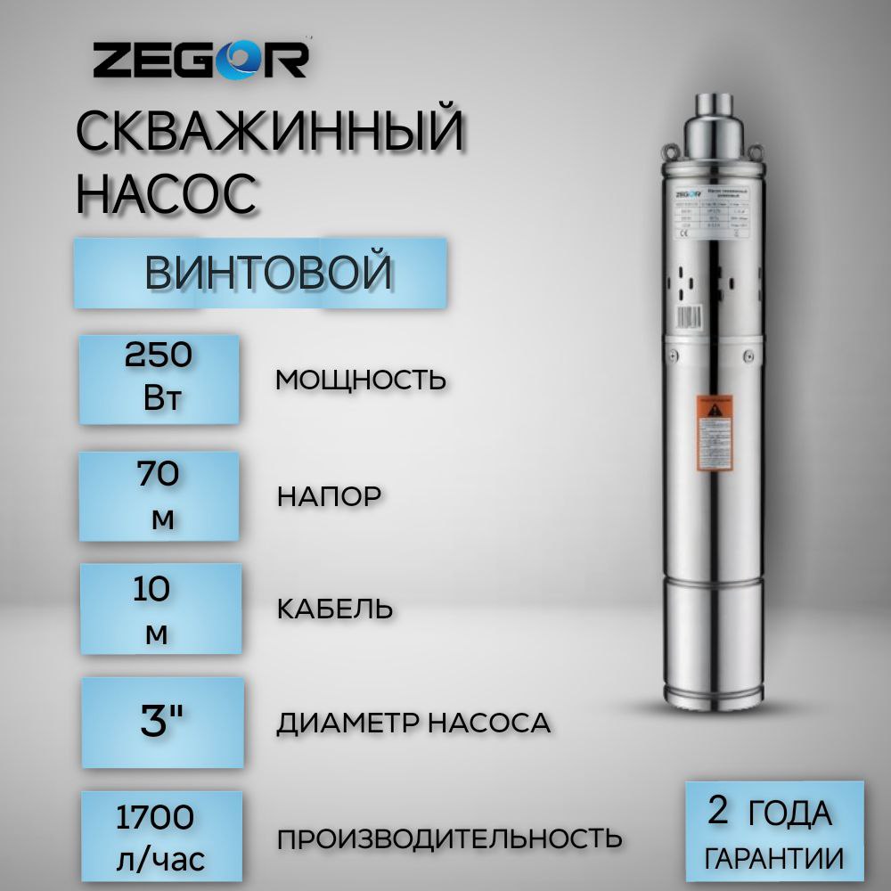 Насос скважинный винтовой 3QGD1-25-0.25kw-10m ZEGOR