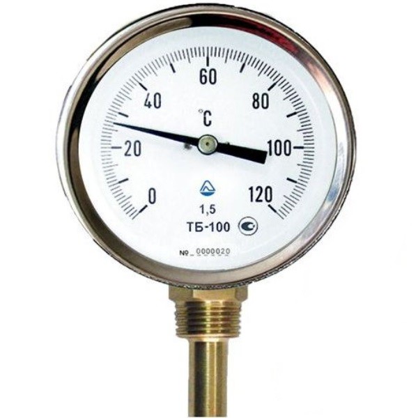 Термометр биметаллический Дк100 L=100мм G1/2" 120С ТБП-Р